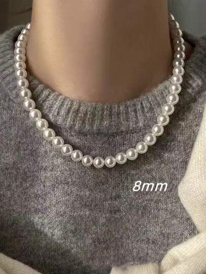 سلس وفاخرة، سلسلة كلافيكول بتصميم عصري، عقد لؤلؤة فرنسي فاخر وفريد للمرأة، إكسسوار أنيق ومتعدد الإستخدامات حديث الطراز