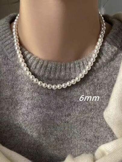 سلس وفاخرة، سلسلة كلافيكول بتصميم عصري، عقد لؤلؤة فرنسي فاخر وفريد للمرأة، إكسسوار أنيق ومتعدد الإستخدامات حديث الطراز