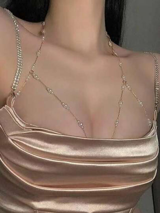 طقم تانكيني حريمي سلسلة بيكيني بديلة موضة بوهيمية فاخرة وجذابة بلؤلؤ صناعي مناسبة للنساء لارتدائها في أي مناسبة