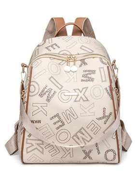 حقيبة ظهر سفر أنيقة للسيدات للمدرسة، والملابس الشارعية، ذات سعة كبيرة، وحقيبة كتف الاستخدام، وتصميم طباعة أحرف أنيق، لوازم المدرسة،العودة إلى المدرسة،سعة كبيرة،محمولة، مناسبة للفتيات المراهقات والنساء طالبات الجامعة والموظفين البيض، مثالية للعودة إلى المد