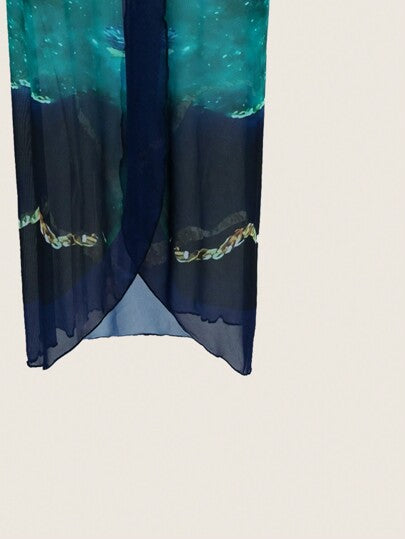 Swim Oasis ملابس شاطئ نسائية مطبوعة بأحزمة، مطابقة لبدلة سباحة من قطعة واحدة وتنورة غطاء