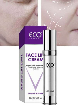 ECO FINEST كريم شد الوجه الفائق الفوري - أفضل محكم وشاد للعين والرقبة والوجه، جوهر شد وإحكام، يُخفي المظهر المتدلي، فضفاض البشرة، التورم، الخطوط الدقيقة والتجاعيد (بيبتيدات وخلايا جذعية)، 30 مل كريم شد الوجه الفوري