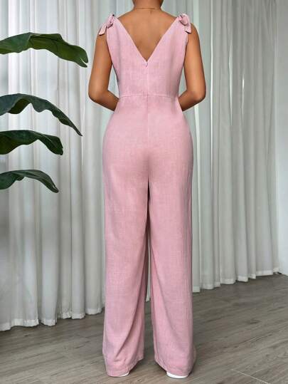 EZwear جمبسوت قصيرة نسائية صيفية بلون أحادي مع حزام وخصر مضبوط