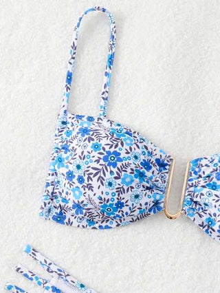 Swim مجموعة بيكيني للنساء بطبعات عشوائية بأسلوب عطلة الصيف على الشاطئ