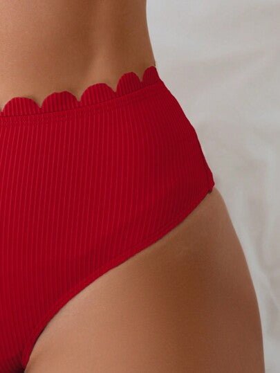 SHEIN Swim مجموعة ملابس سباحة بيكيني للنساء بألوان صلبة للصيف والشاطئ