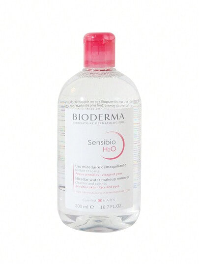 Bioderma ماء إزالة المكياج الميسيلي سانسيبيو H2O 500مل | للبشرة الحساسة | للوجه والعيون | إزالة المكياج، لطيف للبشرة، خالٍ من العطور والكحول، العناية بالبشرة بدون شطف بتقنية الميسيلار للبشرة العادية إلى الحساسة