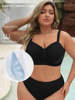 Swim Chiccia ملابس علوية بيكيني يومية بسيطة ولون موحد للنساء بمقاسات كبيرة للصيف والشاطئ
