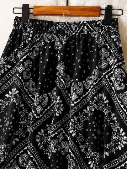 تنورة طويلة عارضة بطبعة Paisley للنساء للعطلات العادية