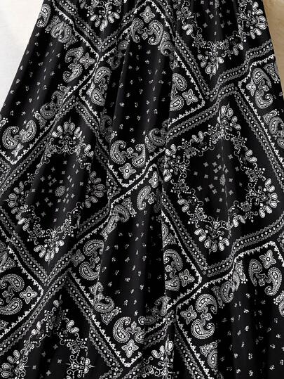 تنورة طويلة عارضة بطبعة Paisley للنساء للعطلات العادية