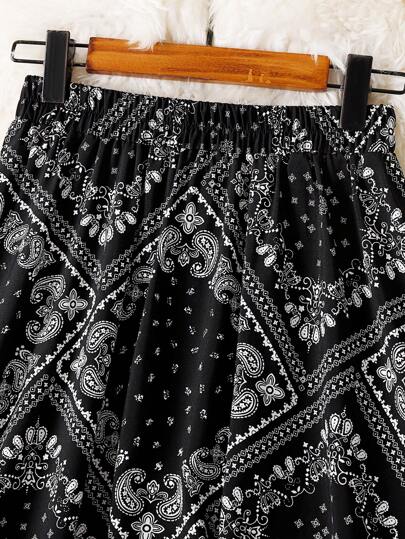 تنورة طويلة عارضة بطبعة Paisley للنساء للعطلات العادية