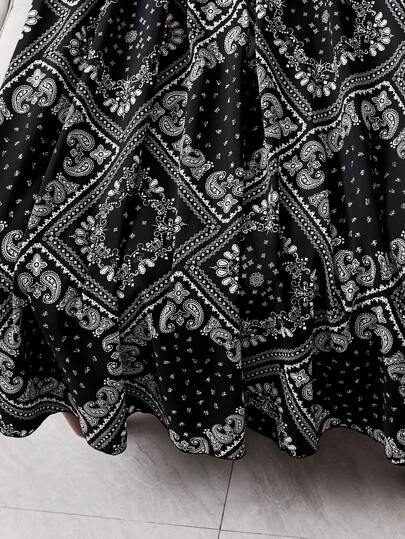 تنورة طويلة عارضة بطبعة Paisley للنساء للعطلات العادية