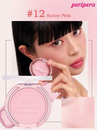 Peripera بليت أحمر خدود بيريبيرا الكوري الفردي، بودرة أحمر خدود ماتي، ملمس ناعم، لا تتكتل، طويل الأمد، بليت مكياج متعدد الاستخدامات، مكياج وجه طبيعي، مستحضرات تجميل كورية، 4.2 جرام