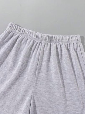 SHEIN 3 قطع/مجموعة شورتات رياضية مطبوعة قطنية كاجوال للمراهقين، ربيع/صيف
