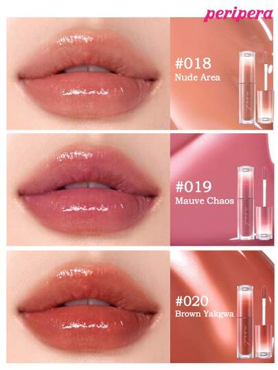 Peripera حبر جمالي كوري، تلوين مائي، لمعان شفاه مائي، لمعان شفاه زجاجي، منتفخ، مرطب طبيعي، خفيف الوزن، مُنير، لون دائم، ارتداء مريح غير لزج، مناسب للارتداء مع الكمامة، بدون طبقة بيضاء، مستحضرات تجميل كورية