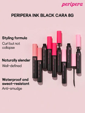 Peripera ماسكارا بيريبرا الحبر الأسود، ممتدة، سميكة، مقاومة للماء، مقاومة للترهل، طويلة الأمد، لم يتم اختبارها على الحيوانات، مكياج كوري