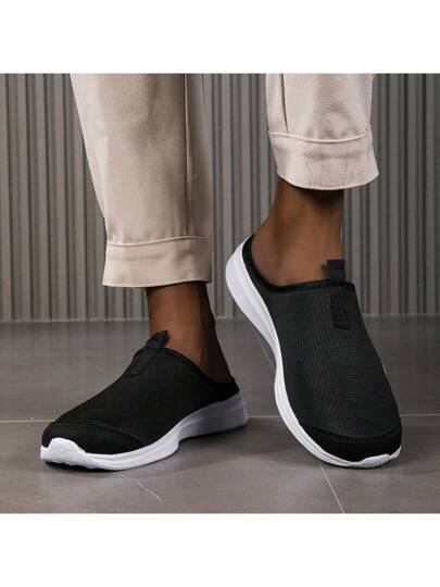 أحذية الصنادل الرياضية الرجالية الصيفية الشبكية السهلة الارتداء والتنفس، شبشبات نصف الجوارب غير الرسمية بدون كعب للزوجين، أحذية نسائية مفرغة