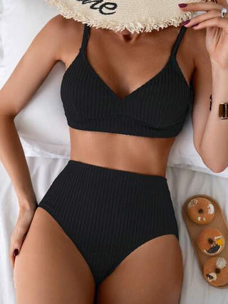 Swim مجموعة بيكيني صيفية للنساء بتصميم بسيط ثابت و بدون وصلات سلكية