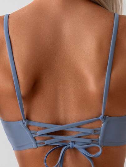Swim Basics مجموعة بيكيني صيفية للنساء بلون ثابت وجميل لقضاء العطلة الصيفية
