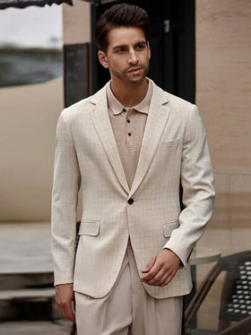 Manfinity Bizformal جاكيت بليزر رجالية سادة عصرية للأعمال والمناسبات الرسمية وحفلات الزفاف في ربيع وصيف 2021.