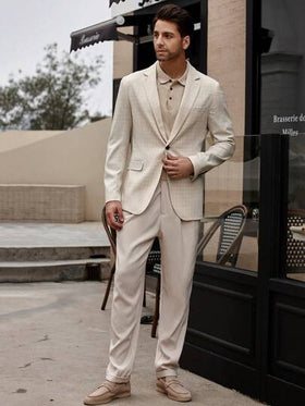 Manfinity Bizformal جاكيت بليزر رجالية سادة عصرية للأعمال والمناسبات الرسمية وحفلات الزفاف في ربيع وصيف 2021.