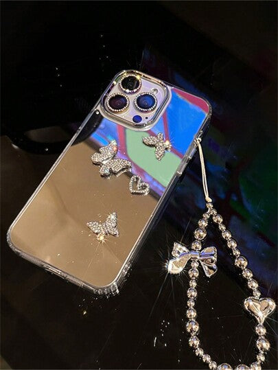 غطاء هاتف بشكل قلب فاخر مطلي بفضي ذو ملمس نيزكي لامع ، سوار متوافق مع أجهزة iPhone 16 15 14 13 12 برو ماكس، 14 15 بلس، 11، يوفر حماية للعدسة ، مغطي جالف