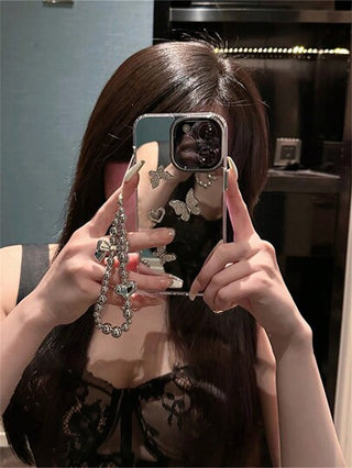 غطاء هاتف بشكل قلب فاخر مطلي بفضي ذو ملمس نيزكي لامع ، سوار متوافق مع أجهزة iPhone 16 15 14 13 12 برو ماكس، 14 15 بلس، 11، يوفر حماية للعدسة ، مغطي جالف