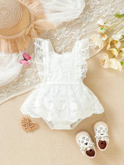 SHEIN Vintaside Kids فستان بلوزة جسم محبوكة مع تطريز للرضع من الإناث
