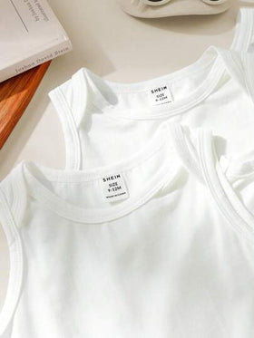 Loomiva مجموعة بذلات صيفية للأولاد 4 قطع بدون أكمام محبوكة عارية الذراعين باللون الصلب، مناسبة للصيف