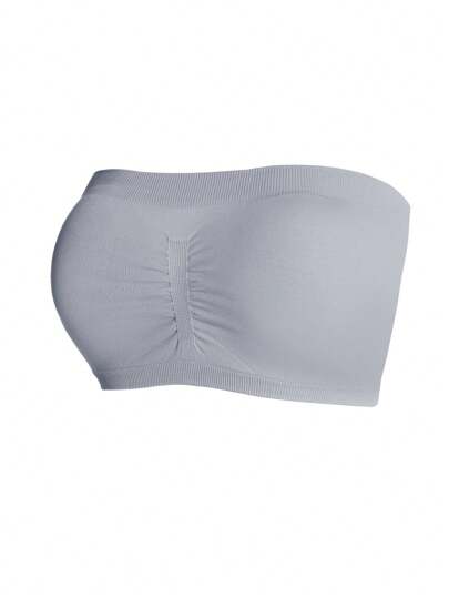 Shein Underwear&Sleepwear Basics حمالة صدر موحدة اللون تجاعيد أنبوب 3 قطع