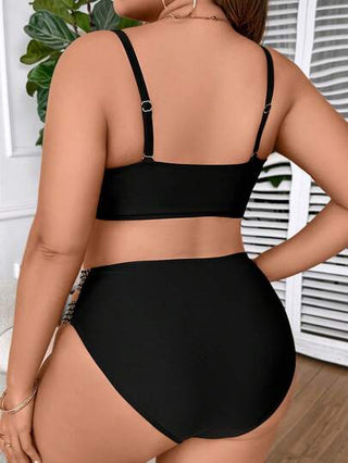 Swim SXY مجموعة بيكيني صيفية بتصميم فريد مزين بحلقات وشقوق للنساء بمقاس كبير
