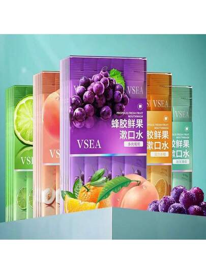 VSEA 20 قطعة من مضمضة الفم بنكهة الفاكهة في علبة هدايا، منعشة ومريحة، تنظيف عميق للأسنان وإزالة بقعها، مضمضة يمكن التخلص منها بعد الوجبات.