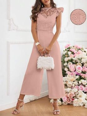 SHEIN Privé نساء ياقة رسن انيقة لامعة مراقبات حزام الكتف القفزات، السراويل الطويلة الكاملة