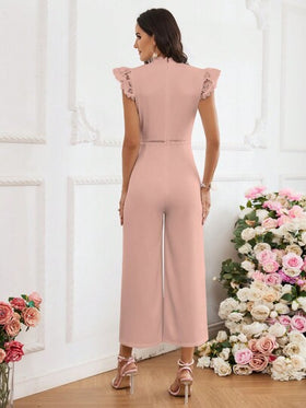 SHEIN Privé نساء ياقة رسن انيقة لامعة مراقبات حزام الكتف القفزات، السراويل الطويلة الكاملة