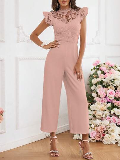 SHEIN Privé نساء ياقة رسن انيقة لامعة مراقبات حزام الكتف القفزات، السراويل الطويلة الكاملة