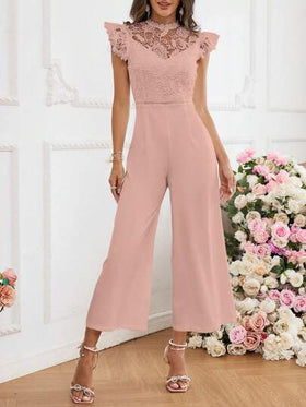SHEIN Privé نساء ياقة رسن انيقة لامعة مراقبات حزام الكتف القفزات، السراويل الطويلة الكاملة