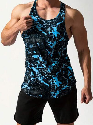 Manfinity Sport PWRUP تيشرت رياضي وبلوزة علوية بطبعات عشوائية للرجال من طراز صديق