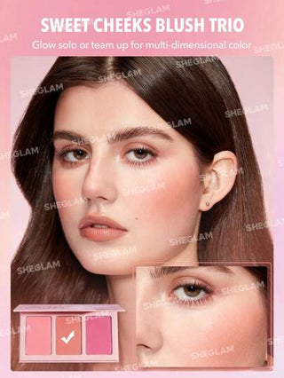 SHEGLAM أحمر خدود Sweet Cheeks Trio-Enamored 3-Clolor Powder Blush Palette يدوم طويلاً وذو صبغة عالية وخدود مطفية خالية من المسام وأحمر خدود يدوم طوال اليوم Christmas Winter Pink Rosa Blush عيد الأب التخرج عيد الميلاد العطلة الربيع الصيف Y2K فاخر...