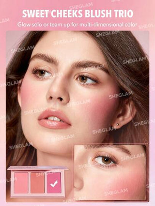 SHEGLAM أحمر خدود Sweet Cheeks Trio-Enamored 3-Clolor Powder Blush Palette يدوم طويلاً وذو صبغة عالية وخدود مطفية خالية من المسام وأحمر خدود يدوم طوال اليوم Christmas Winter Pink Rosa Blush عيد الأب التخرج عيد الميلاد العطلة الربيع الصيف Y2K فاخر...
