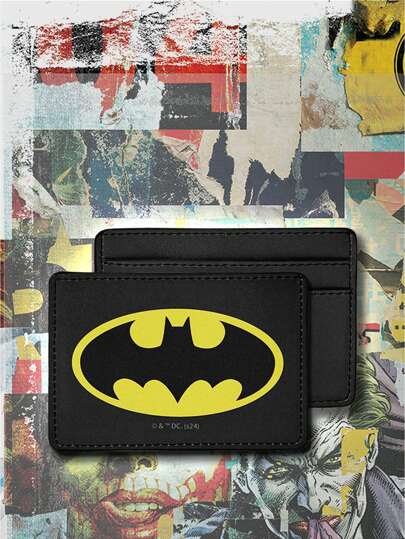 BATMAN X SHEIN محفظة صغيرة بطبعة خفاش الكرتون المطبوع عليها حامل البطاقات