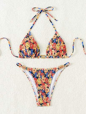 Swim SXY مجموعة ملابس سباحة بيكيني بطبعة بسيطة عصرية للنساء