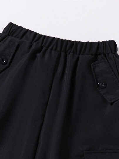 SHEIN بنطال واسع الساقين بأسلوب البضائع وجيوب متعددة للأولاد