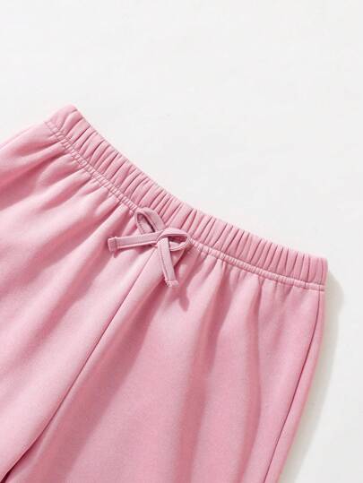 SHEIN Vintaside Kids مجموعة من ثلاث قطع للفتاة المراهقة تتضمن تي شيرت رياضي وسروال، متعدد الألوان