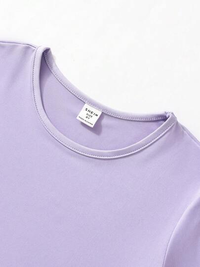 SHEIN Vintaside Kids مجموعة من ثلاث قطع للفتاة المراهقة تتضمن تي شيرت رياضي وسروال، متعدد الألوان
