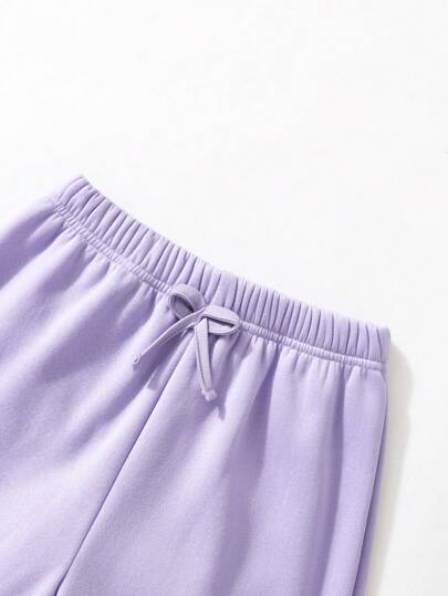 SHEIN Vintaside Kids مجموعة من ثلاث قطع للفتاة المراهقة تتضمن تي شيرت رياضي وسروال، متعدد الألوان