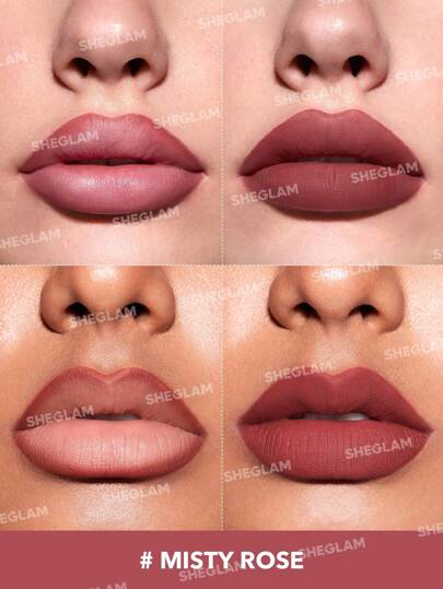 SHEGLAM قلم تحديد الشفاه So Lippy-قلم تحديد الشفاه الكريمي غير اللامع Misty Rose ذو الصبغة العالية لا يتلاشى بسهولة، ناعم كالحرير، لون غير لامع، مكياج الشفاه، حفلة عيد الميلاد ، قلم تحديد الشفاه روج تنت أرواج علامة تجارية جمال مكياج ميكب مستحضرات تجميل لل