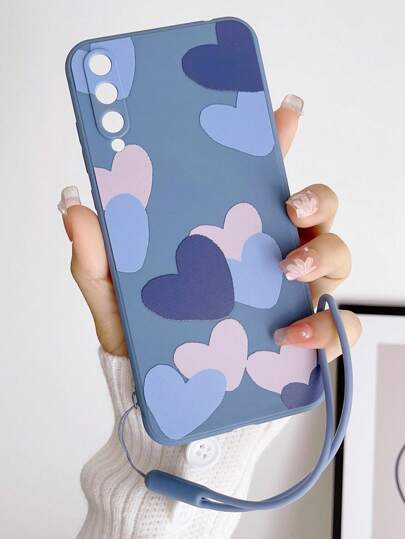 حافظة هاتف بنمط قلب مع سلسلة متوافقة مع آيفون 15/15 برو/15 بلس/15 برو ماكس