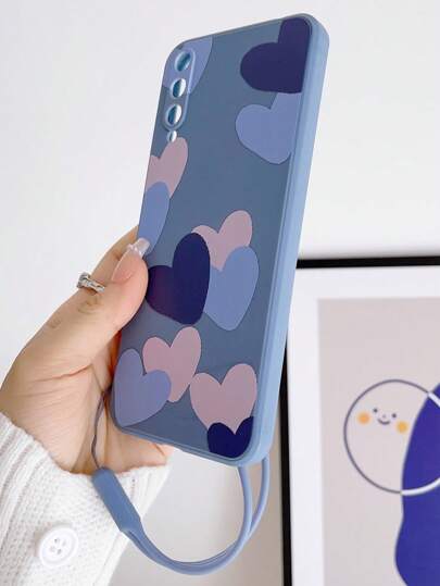 حافظة هاتف بنمط قلب مع سلسلة متوافقة مع آيفون 15/15 برو/15 بلس/15 برو ماكس