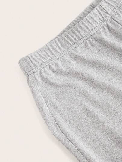 EZwear بدلة بناطيل واسعة بقصة رفيعة خصر عالي لون أزرق نافي، رمادي، أسود، 3 قطع/طقم, خريف/شتاء