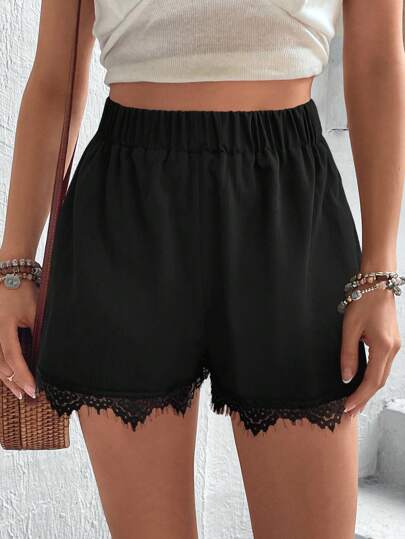 SHEIN LUNE سروال بتصميم الدانتيل والترصيع للسيدات