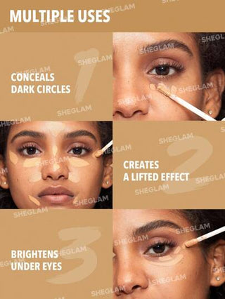 SHEGLAM خافي العيوب Like Magic 12Hr Full Coverage Concealer-خافي عيوب سائل غير لامع بنكهة الفانيليا الدافئة، يدوم طويلاً، مصحح لون مشرق، خافي عيوب مرطب خفيف الوزن يدوم طوال اليوم، خافي عيوب Christmas Winter عيد الأب التخرج عيد الميلاد العطلة الربيع...
